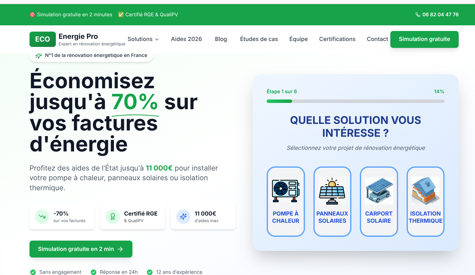 Eco Energie Pro — site web créé par Teamshifts