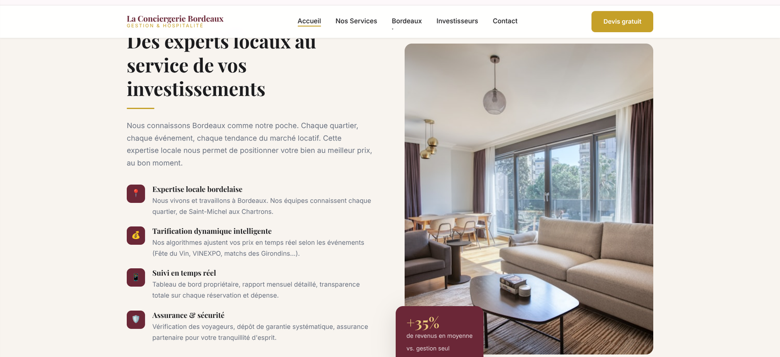 La Conciergerie Bordeaux — site web créé par Teamshifts